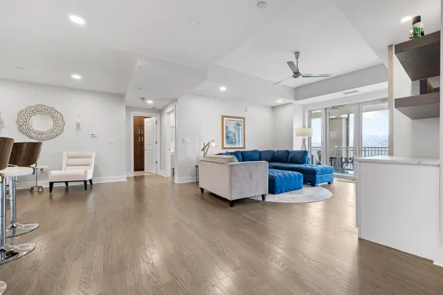 a bathroom with a shower and a toilet