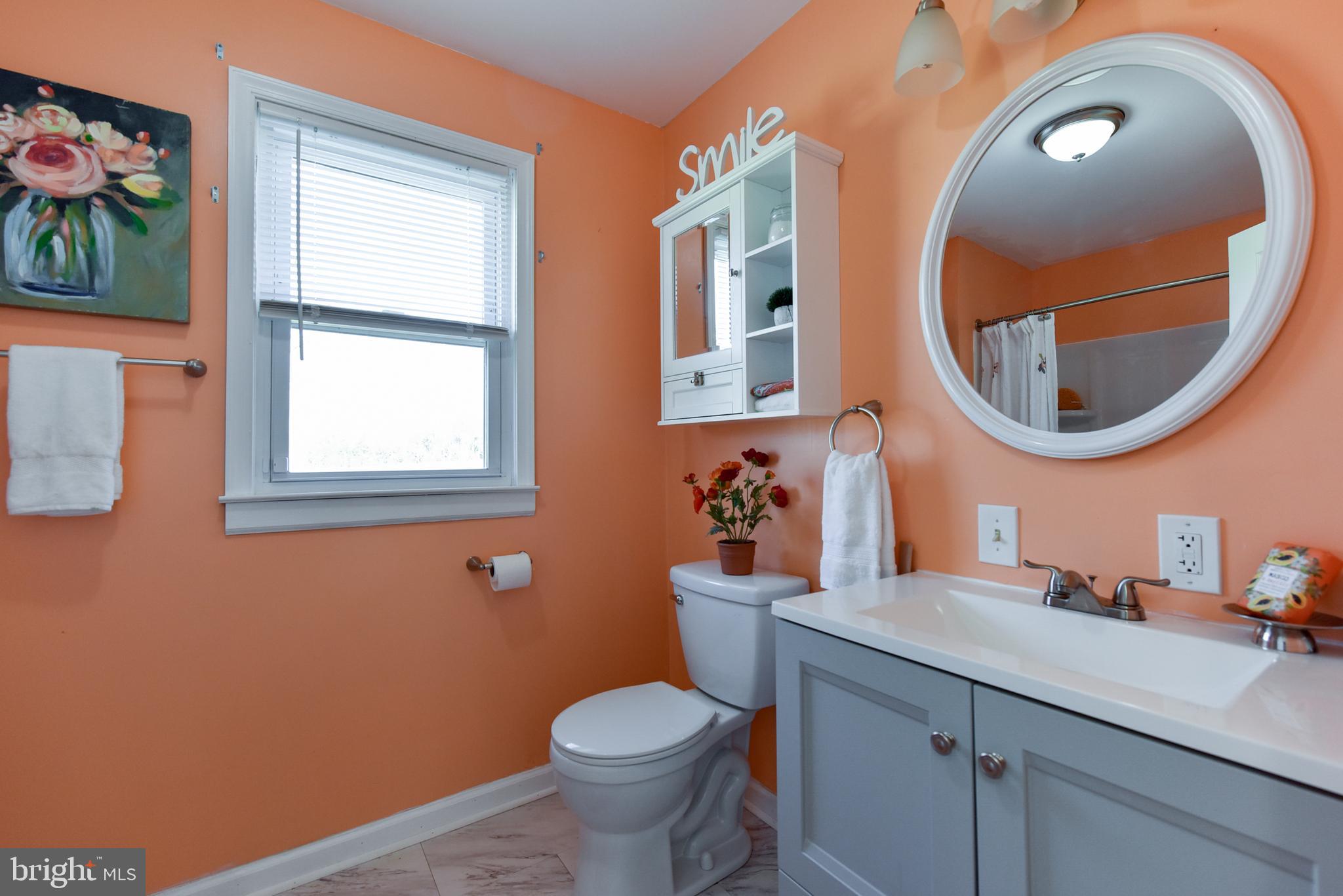 19 Harrisonville Lake Road Pilesgrove, NJ 08098 - Photo 8 of 44 a bathroom with a toilet sink and mirror