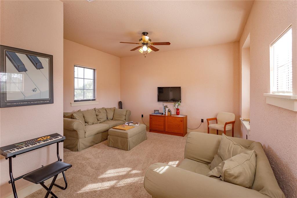 24540 Turkey Lake Road Howey-in-the-Hills, FL 34737 - Photo 29 of 42 a living room with furniture and a flat screen tv