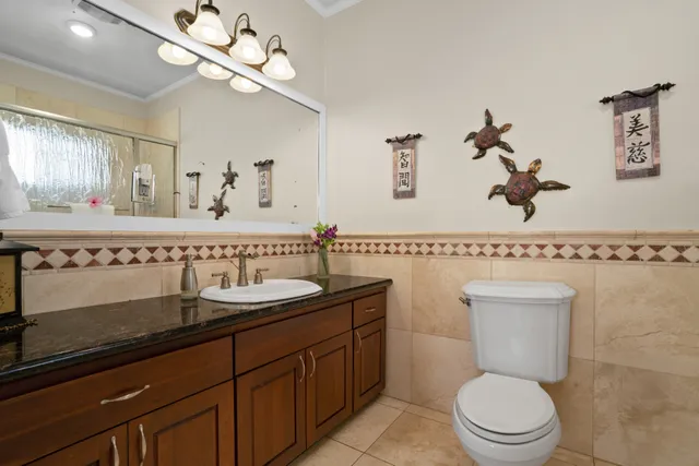 a bathroom with a toilet a sink and mirror