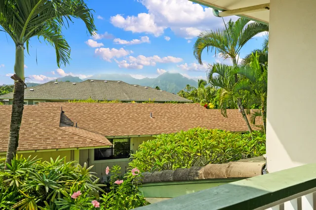 a view of a lake with a garden