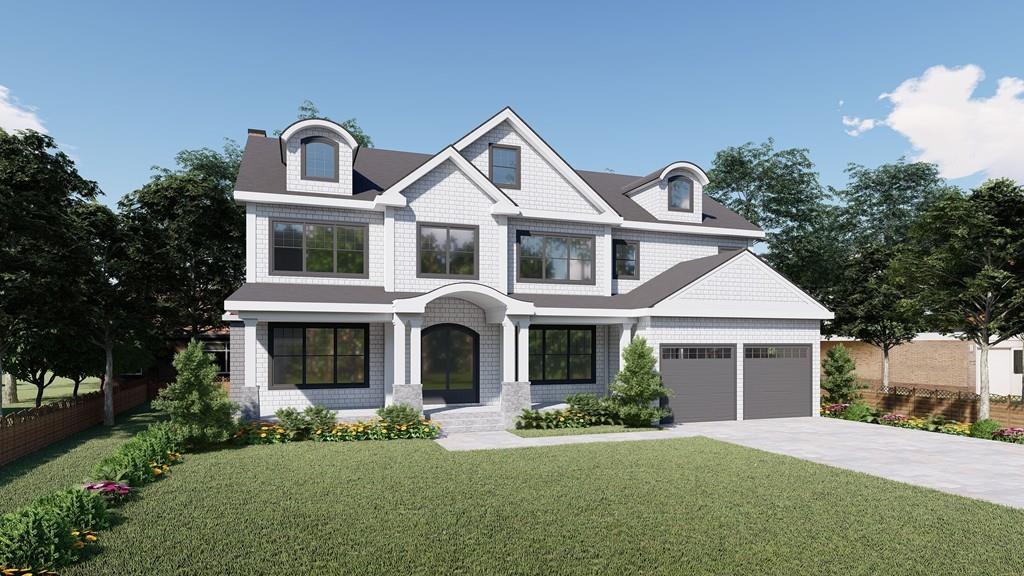 27 Littlefield Road Newton, MA 02459 - Photo 2 of 16 a front view of a house with a yard and garage