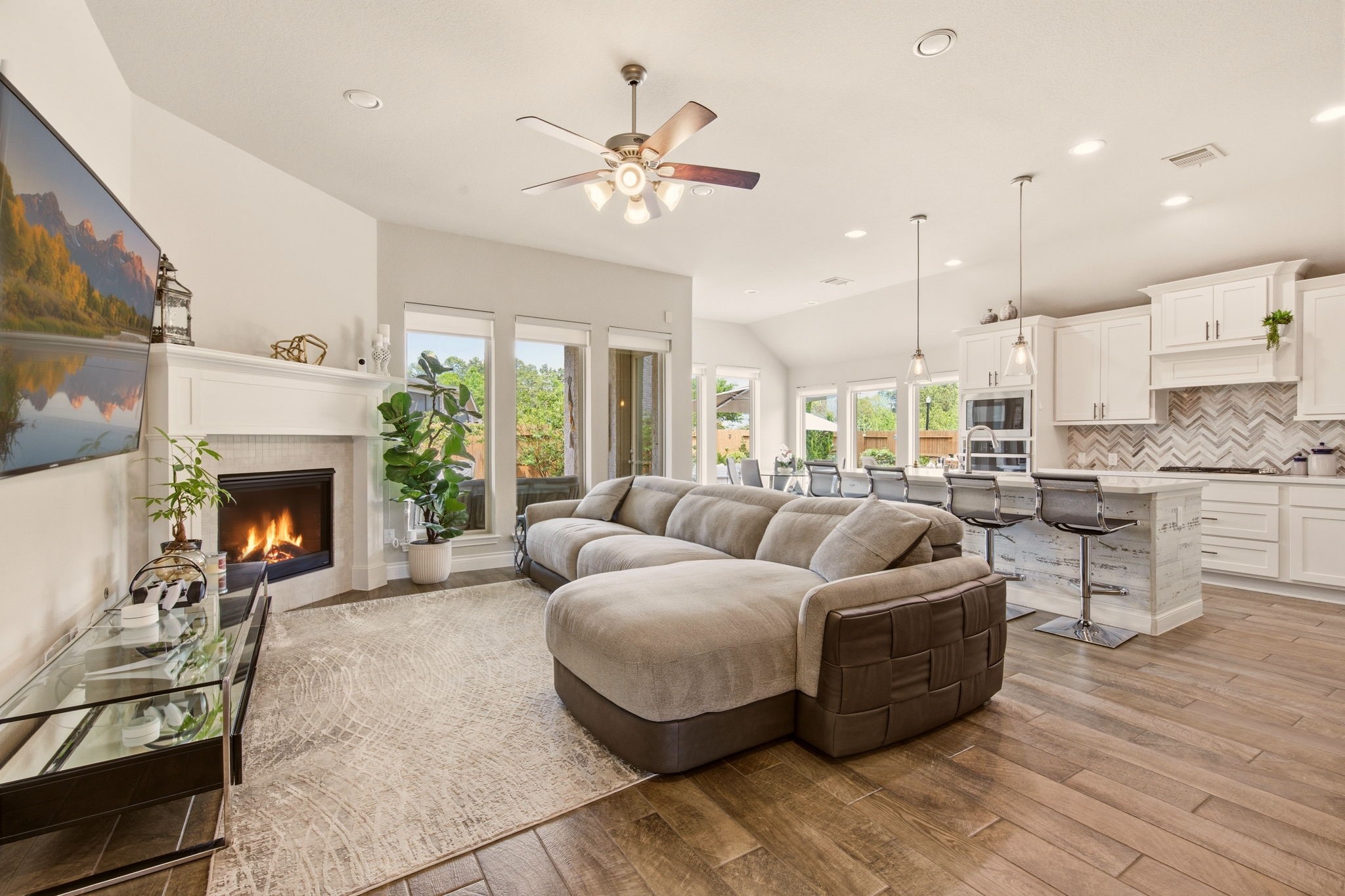4359 Croft Creek Drive Spring, TX 77386 - Photo 12 of 46 a living room with furniture and a fireplace
