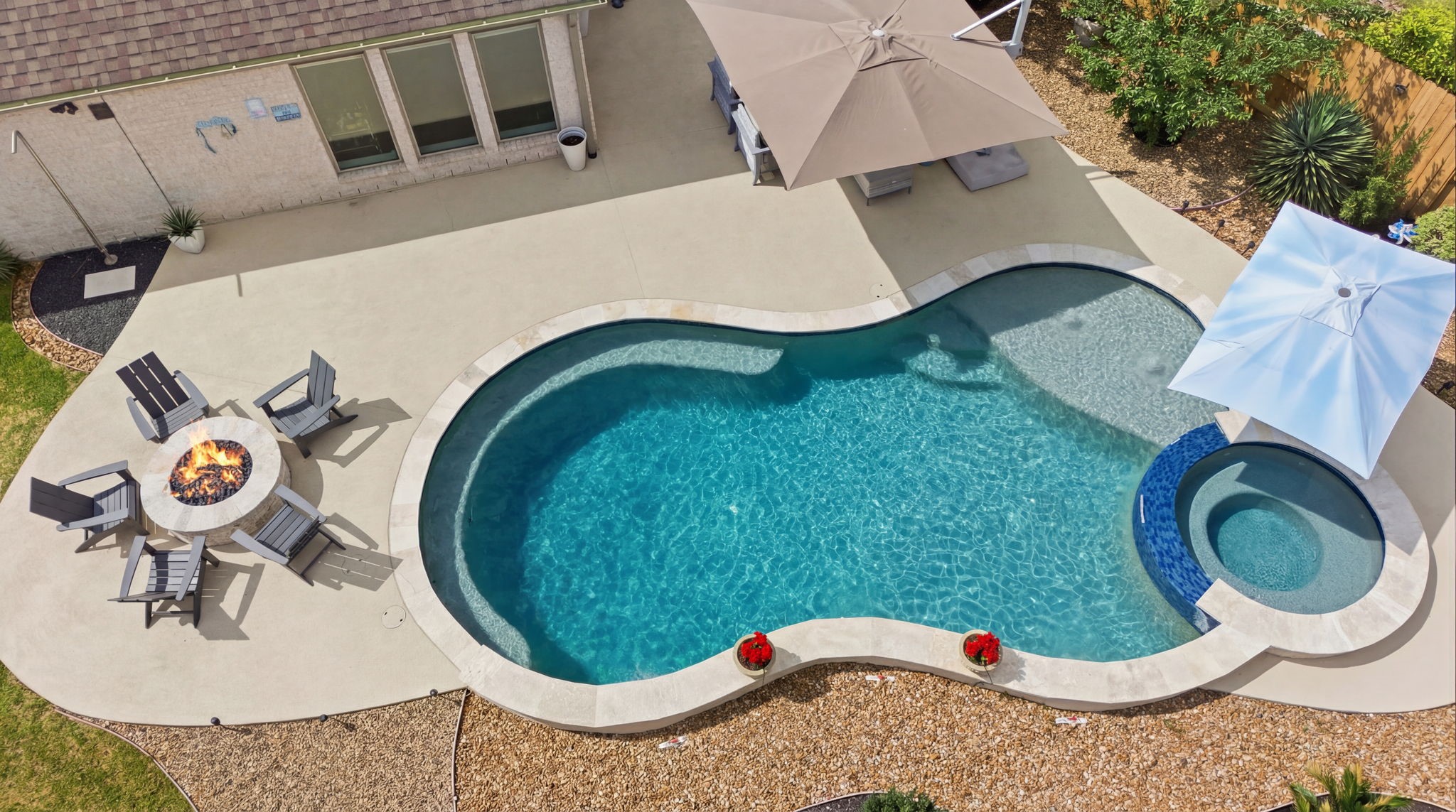 4359 Croft Creek Drive Spring, TX 77386 - Photo 40 of 46 an aerial view of a house with swimming pool and outdoor seating