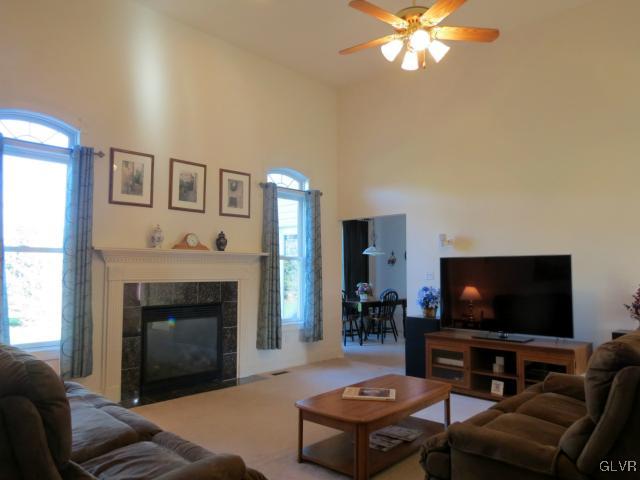 4862 Lanark Road Center Valley, PA 18034 - Photo 8 of 26 Light filled Family Room w/fireplace and 12' ceili
