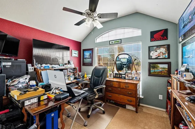 a outdoor dining space with furniture