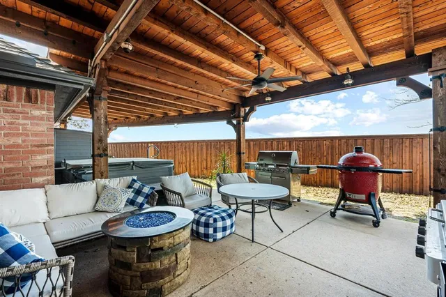 a outdoor space with patio furniture