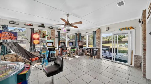 a living room with furniture