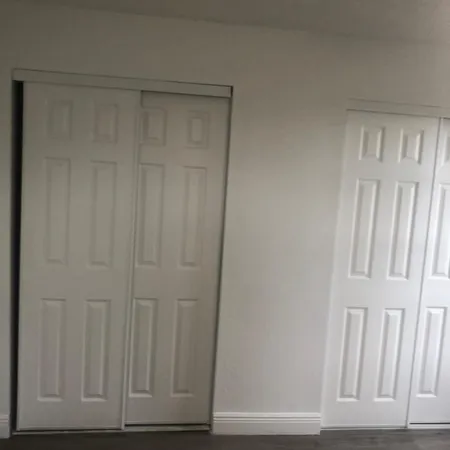 a view of wooden door