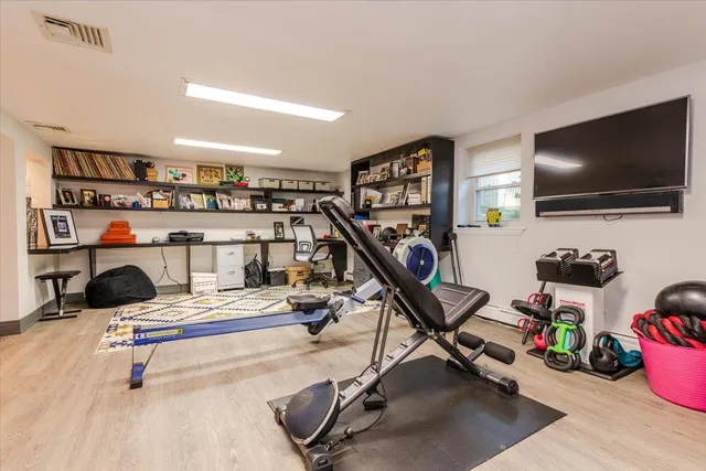 a view of a room with gym equipment