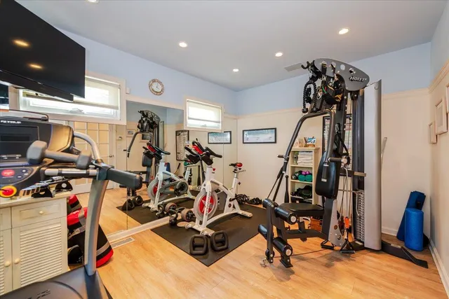 a view of a room with gym equipment