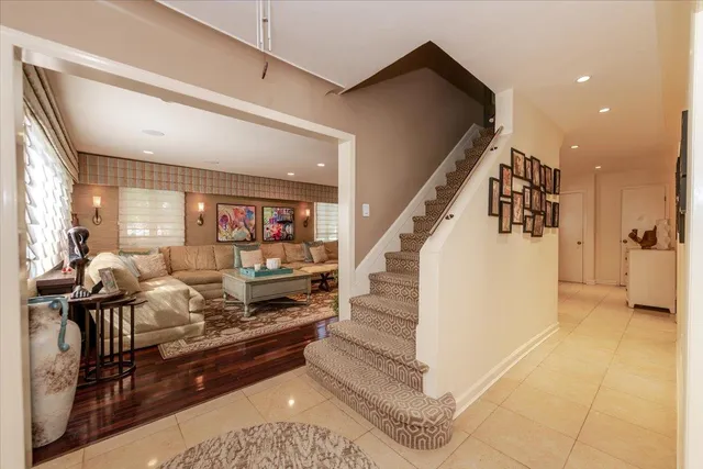 a living room with furniture