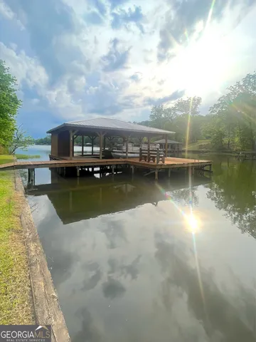 a view of a lake with a houses