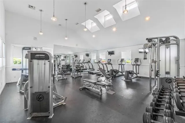 a view of a room with gym equipment