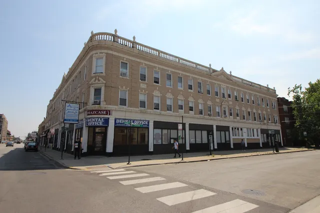 a front view of a building