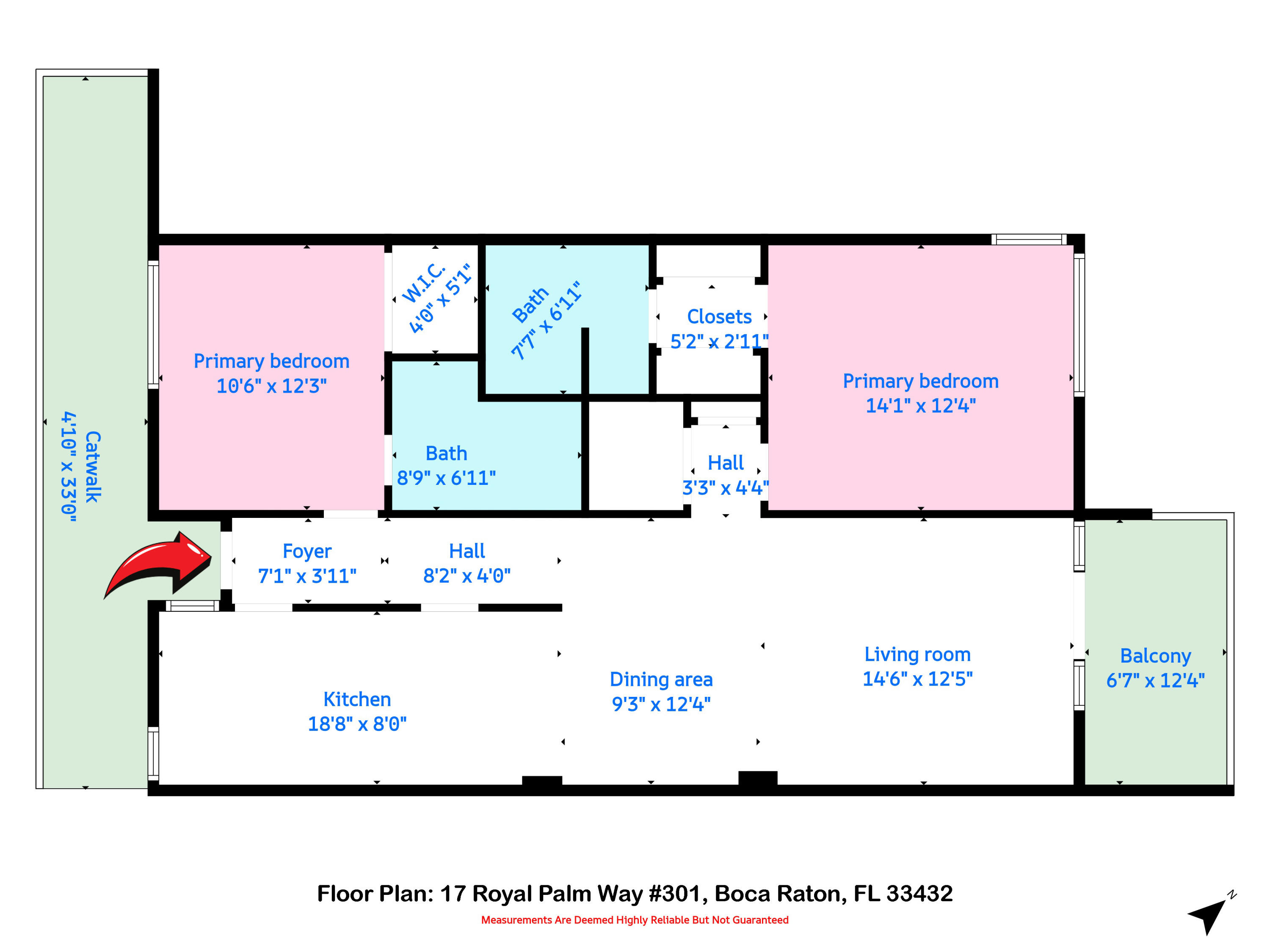 17 Royal Palm Way, Unit 3010 Boca Raton, FL 33432 - Photo 57 of 57 2 Floor Plan