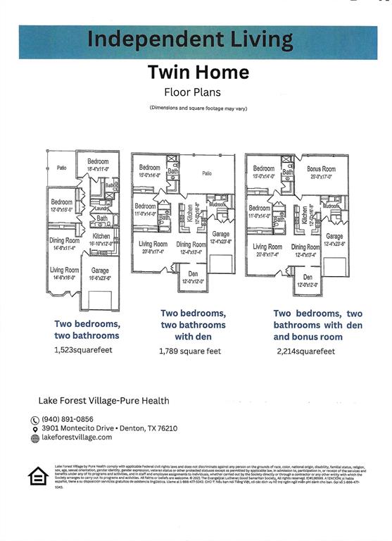 3901 Montecito Drive, Unit 2016 Denton, TX 76210 - Photo 15 of 15 This is the floor plan with 1523 square feet of living area.