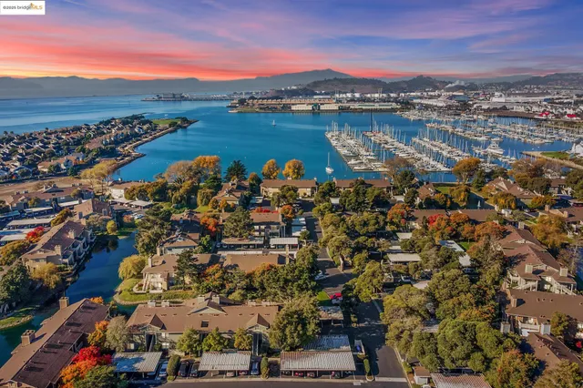 a view of a lake with a big yard