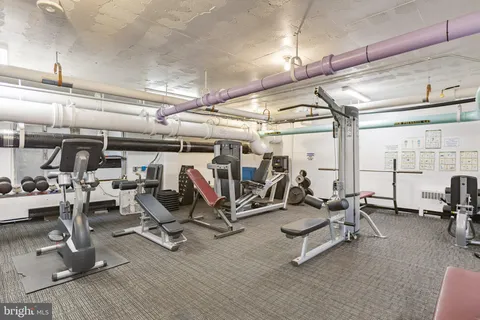 a view of a room with gym equipment