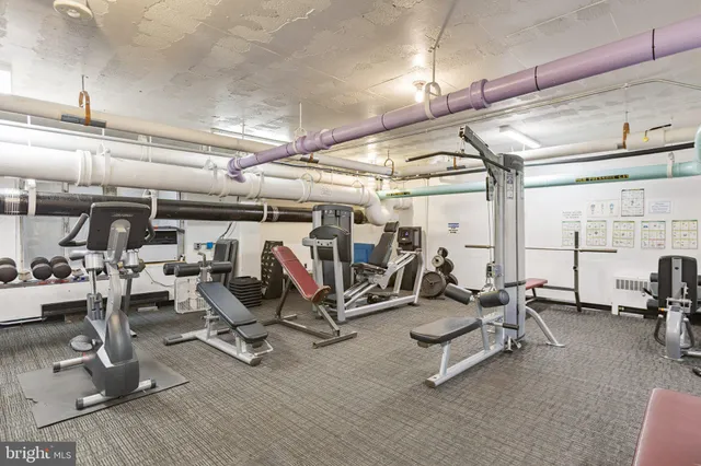 a view of a room with gym equipment