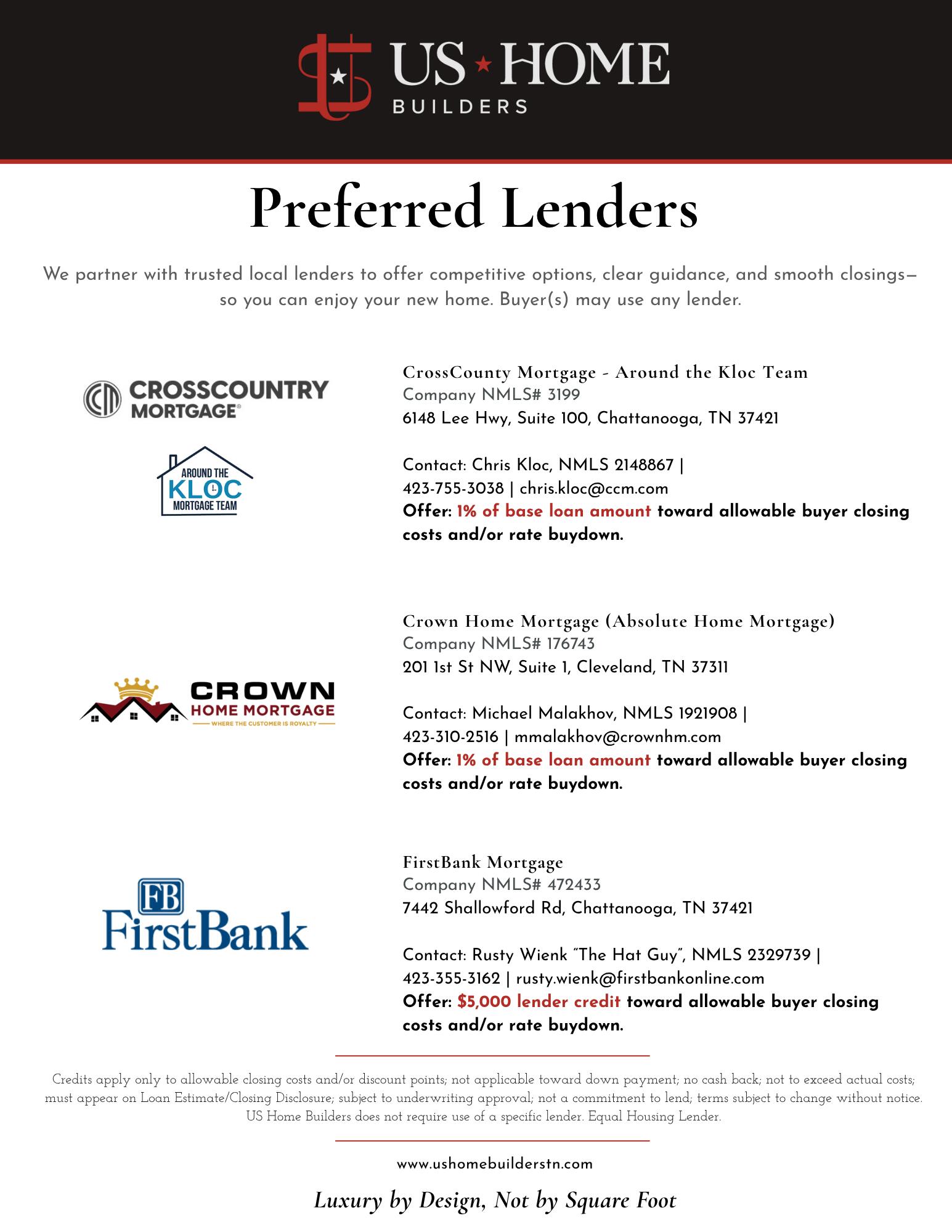 568 Wilkinson Road Northeast Cleveland, TN 37323 - Photo 70 of 70 Preferred Lenders Flyer_USHB_CURRENT