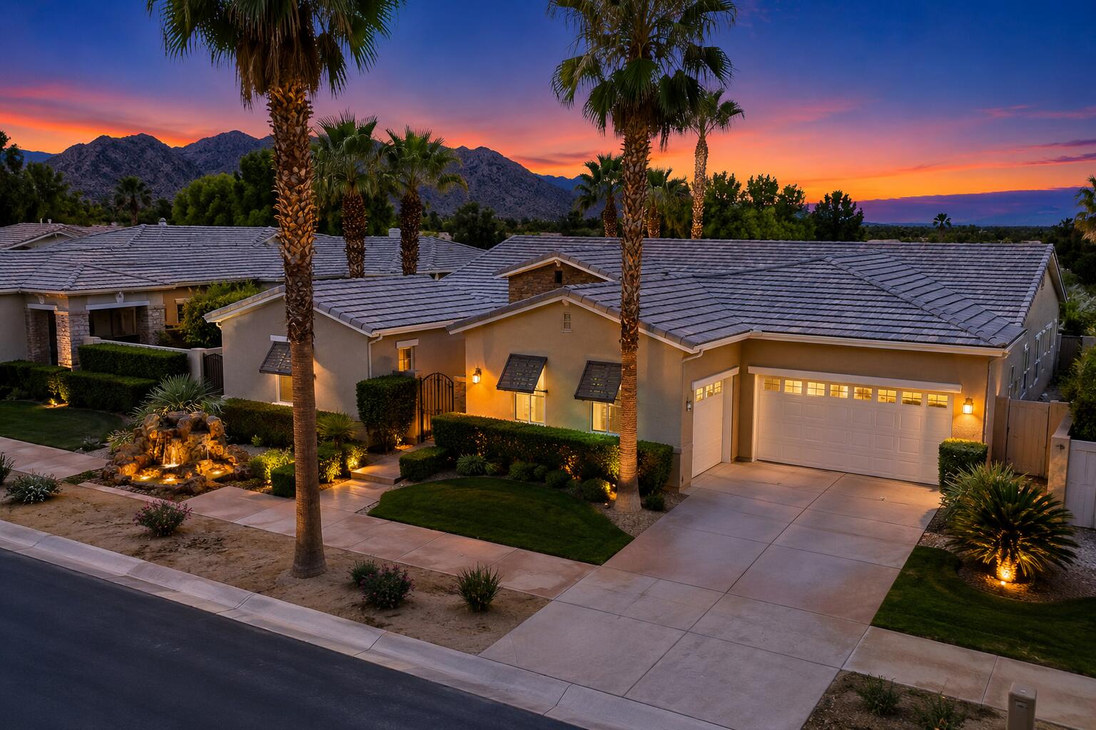 81206 Barrel Cactus Road La Quinta, CA 92253 - Photo 2 of 34 Drone at dusk