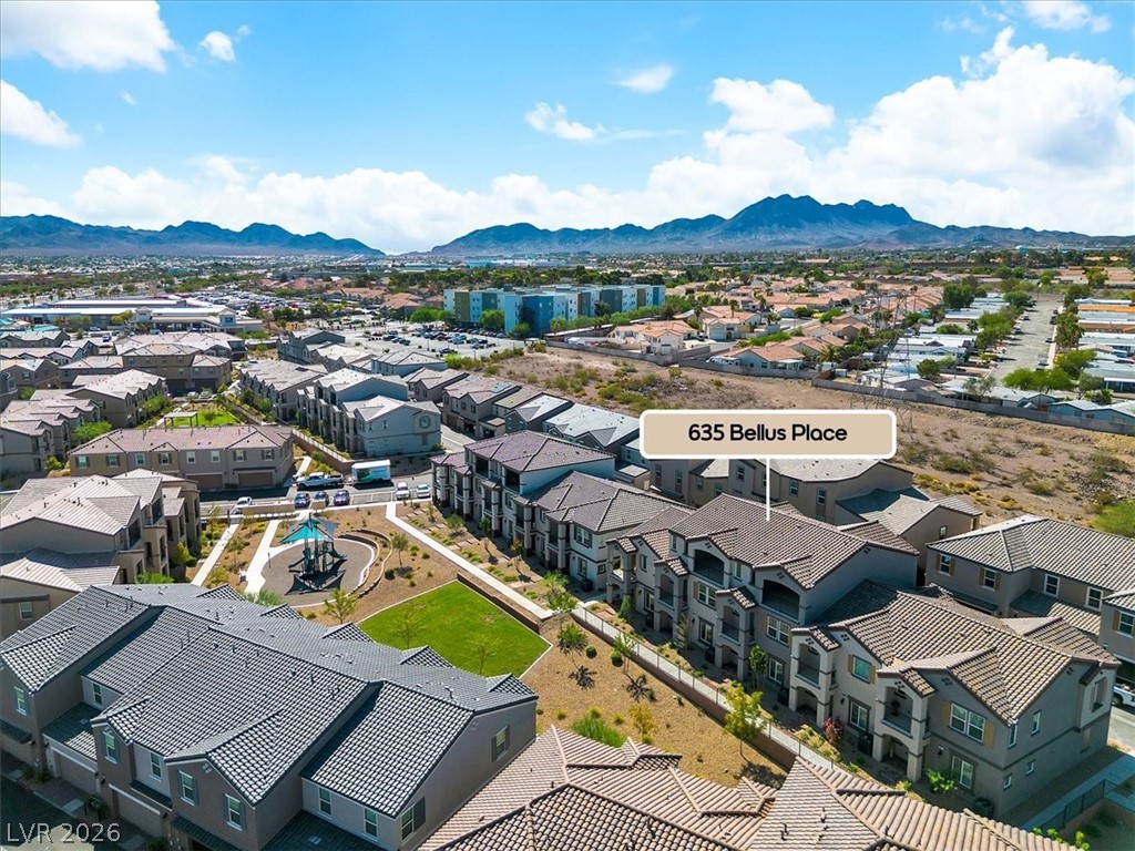 635 Bellus Place Henderson, NV 89015 - Photo 29 of 37 Aerial perspective of suburban area with a mountainous background