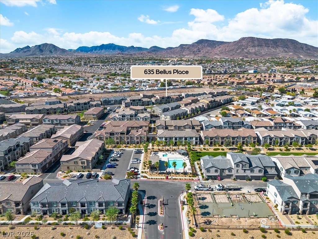 635 Bellus Place Henderson, NV 89015 - Photo 33 of 37 Aerial view of residential area featuring mountains