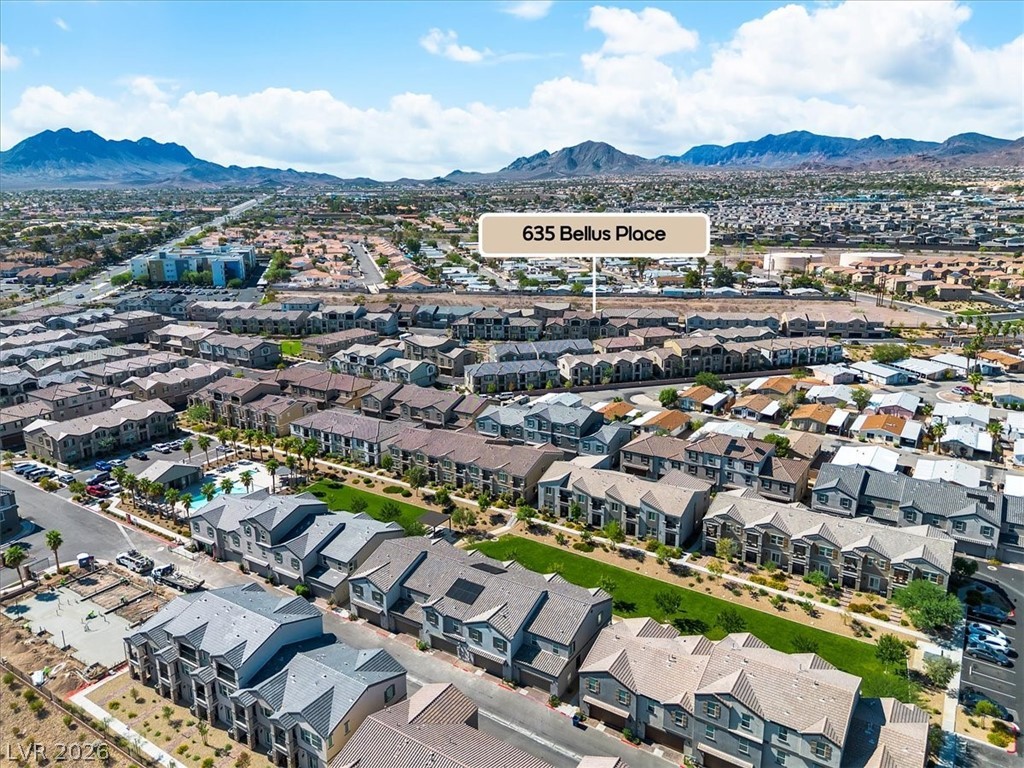 635 Bellus Place Henderson, NV 89015 - Photo 35 of 37 Aerial view of a mountain backdrop