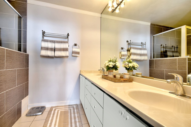 655 West Irving Park Road, Unit 4901 Chicago, IL 60613 - Photo 8 of 16 a bathroom with a sink and a mirror