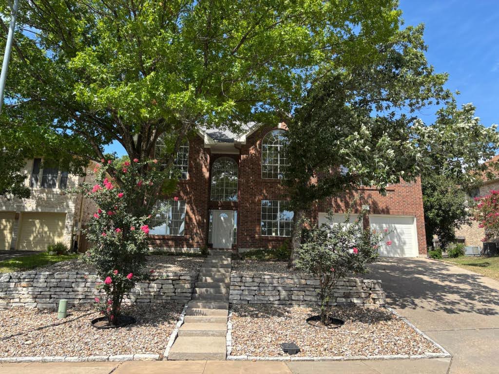 a view of a garden with flowers