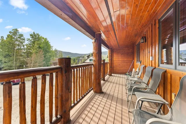 a view of balcony with furniture