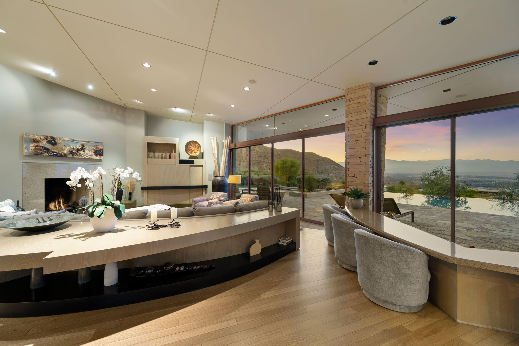 45 Sky Ridge Road Rancho Mirage, CA 92270 - Photo 7 of 85 a view of living room with kitchen island furniture and a floor to ceiling window