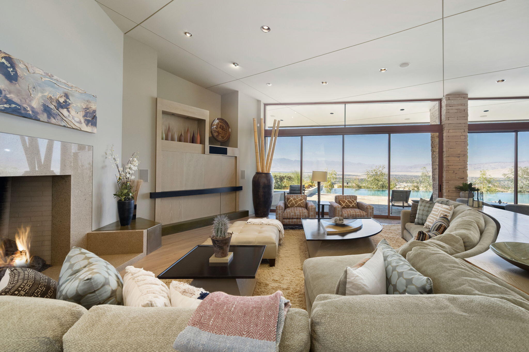 45 Sky Ridge Road Rancho Mirage, CA 92270 - Photo 73 of 85 a living room with furniture and a fireplace