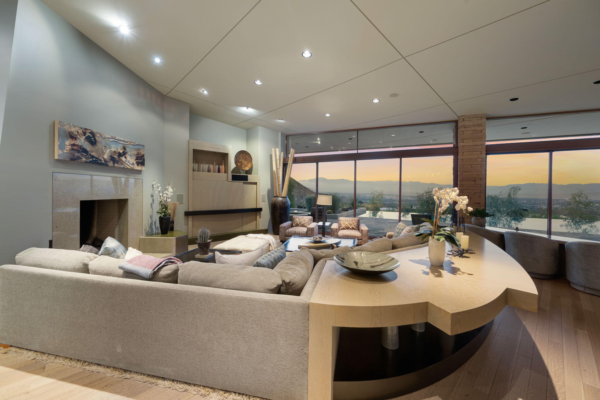 45 Sky Ridge Road Rancho Mirage, CA 92270 - Photo 8 of 85 a living room with fireplace furniture and a large window
