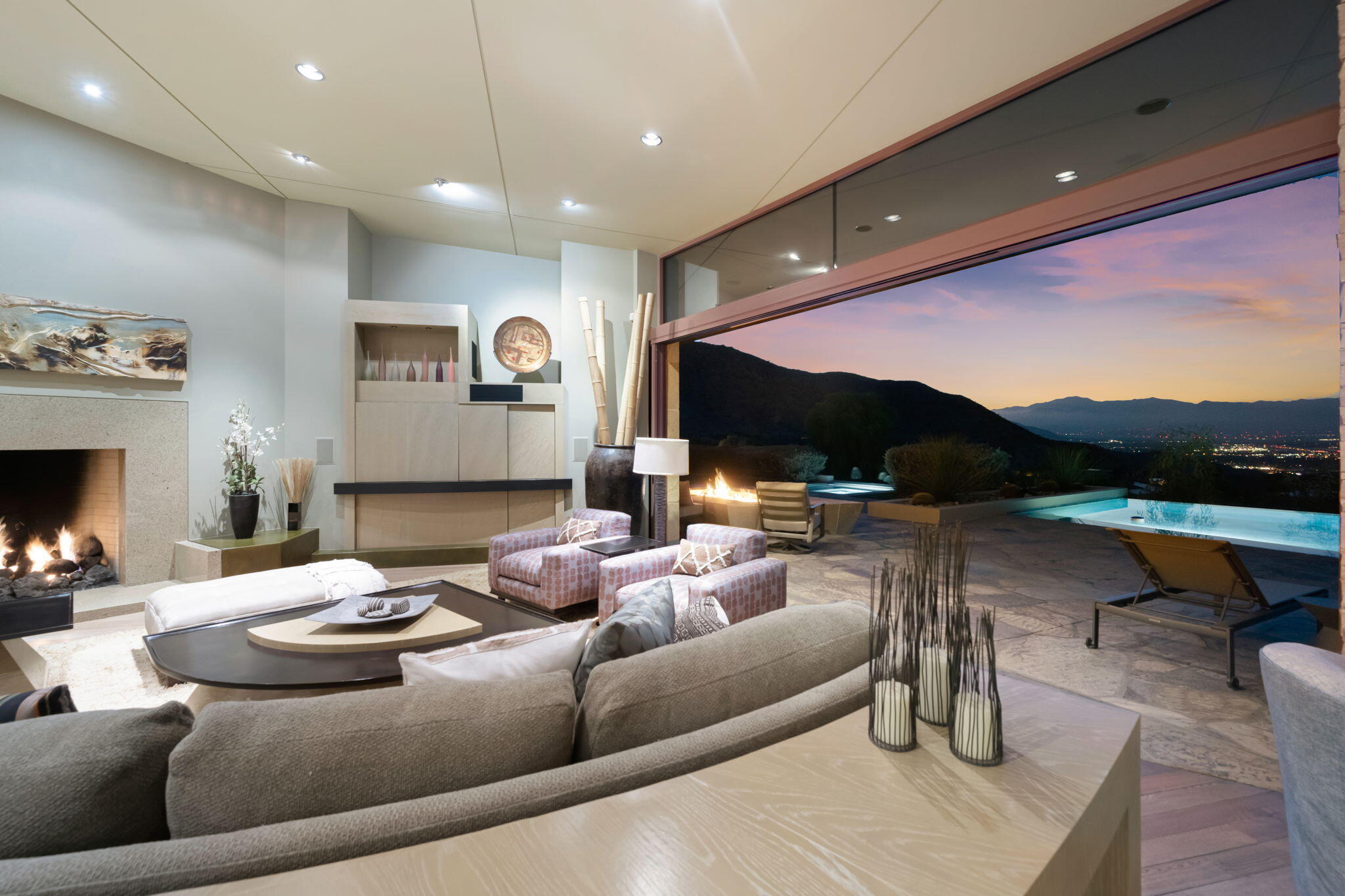 45 Sky Ridge Road Rancho Mirage, CA 92270 - Photo 9 of 85 a living room with furniture and a fireplace