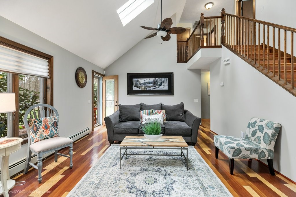 79 Lake Drive Glocester, RI 02814 - Photo 10 of 34 Living room has cathedral ceilings and 2 skylights for lots of natural light