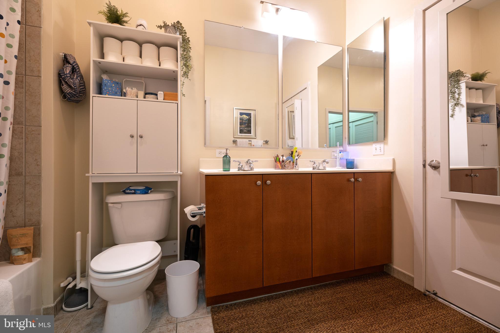1209 North Charles Street, Unit 304 Baltimore, MD 21201 - Photo 21 of 37 a bathroom with a toilet a sink and mirror