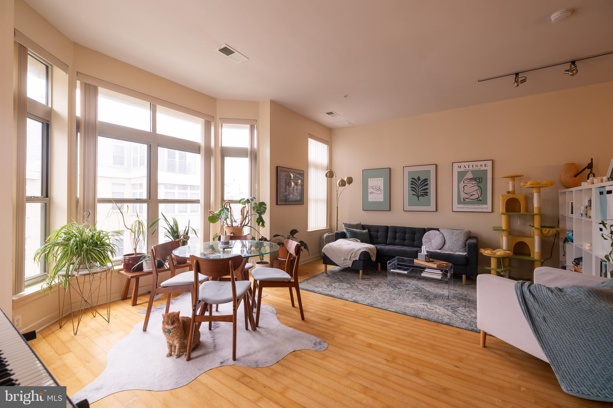 1209 North Charles Street, Unit 304 Baltimore, MD 21201 - Photo 4 of 37 a living room with furniture and floor to ceiling windows