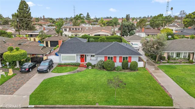 an aerial view of a house