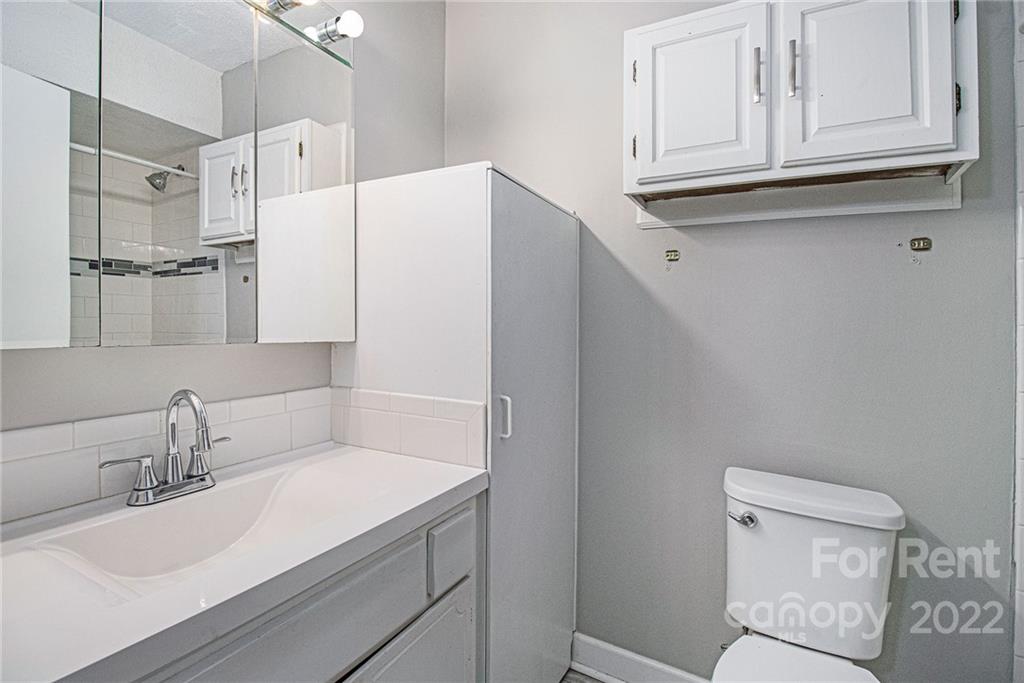2624 Park Road, Unit E Charlotte, NC 28209 - Photo 20 of 26 a bathroom with a sink a toilet and a mirror