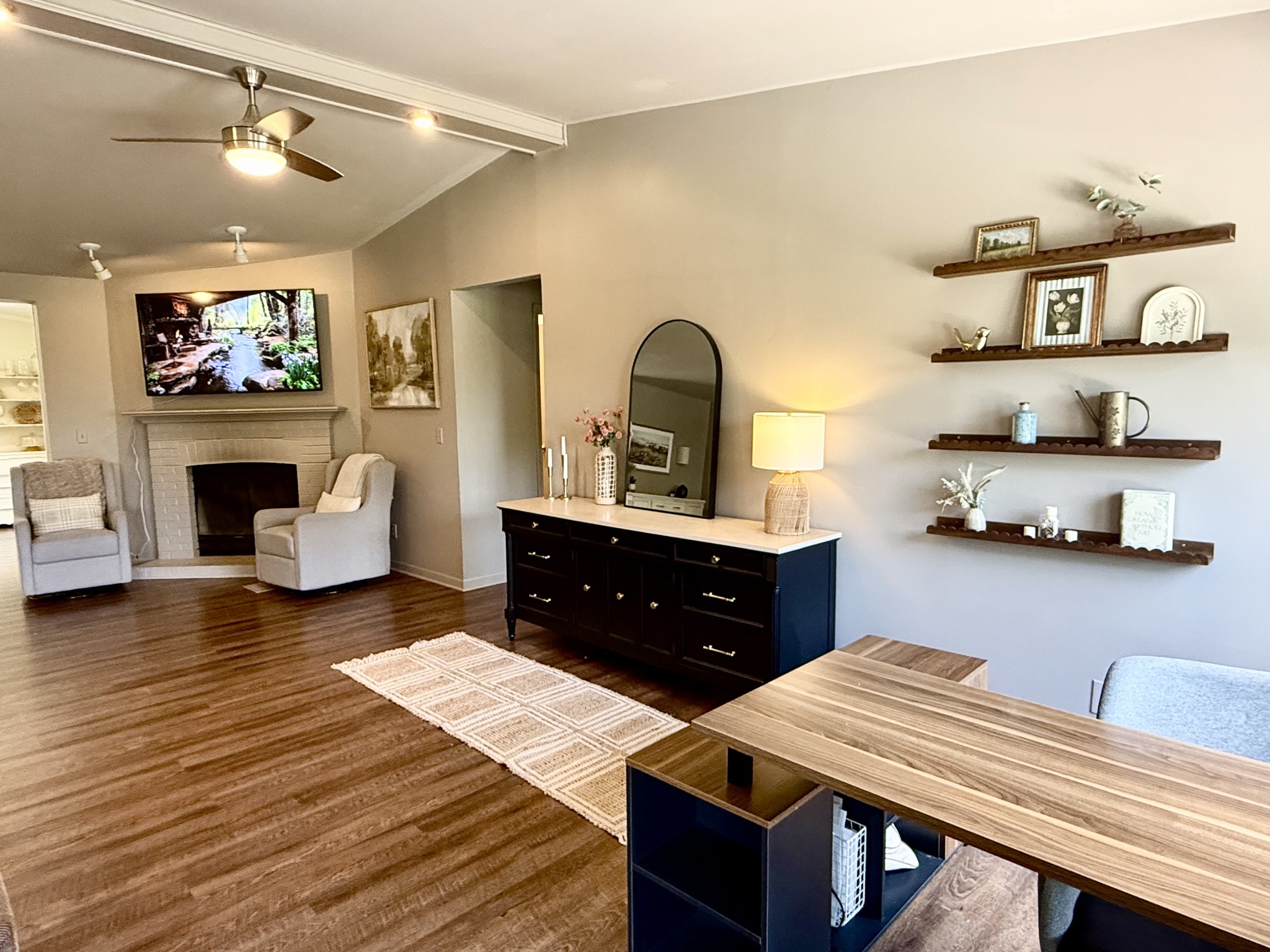 4002 Rippey Lake Road Mount Pleasant, TN 38474 - Photo 24 of 43 a living room with furniture and a fireplace