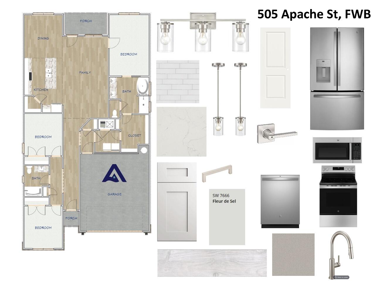 505 Apache Street Fort Walton Beach, FL 32547 - Photo 3 of 3 a kitchen with stainless steel appliances kitchen island granite countertop a refrigerator and a cabinets