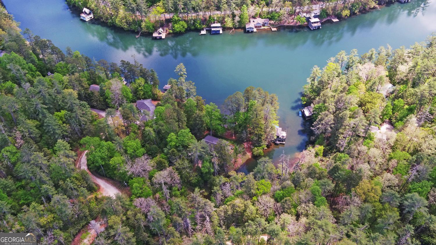 2857 Crow Creek Road Lakemont, GA 30552 - Photo 71 of 74 an aerial view of a house with a yard and lake view