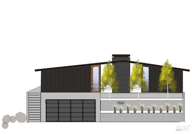 front view of a house with a yard