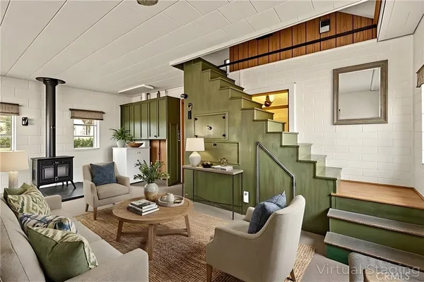 an empty room with windows