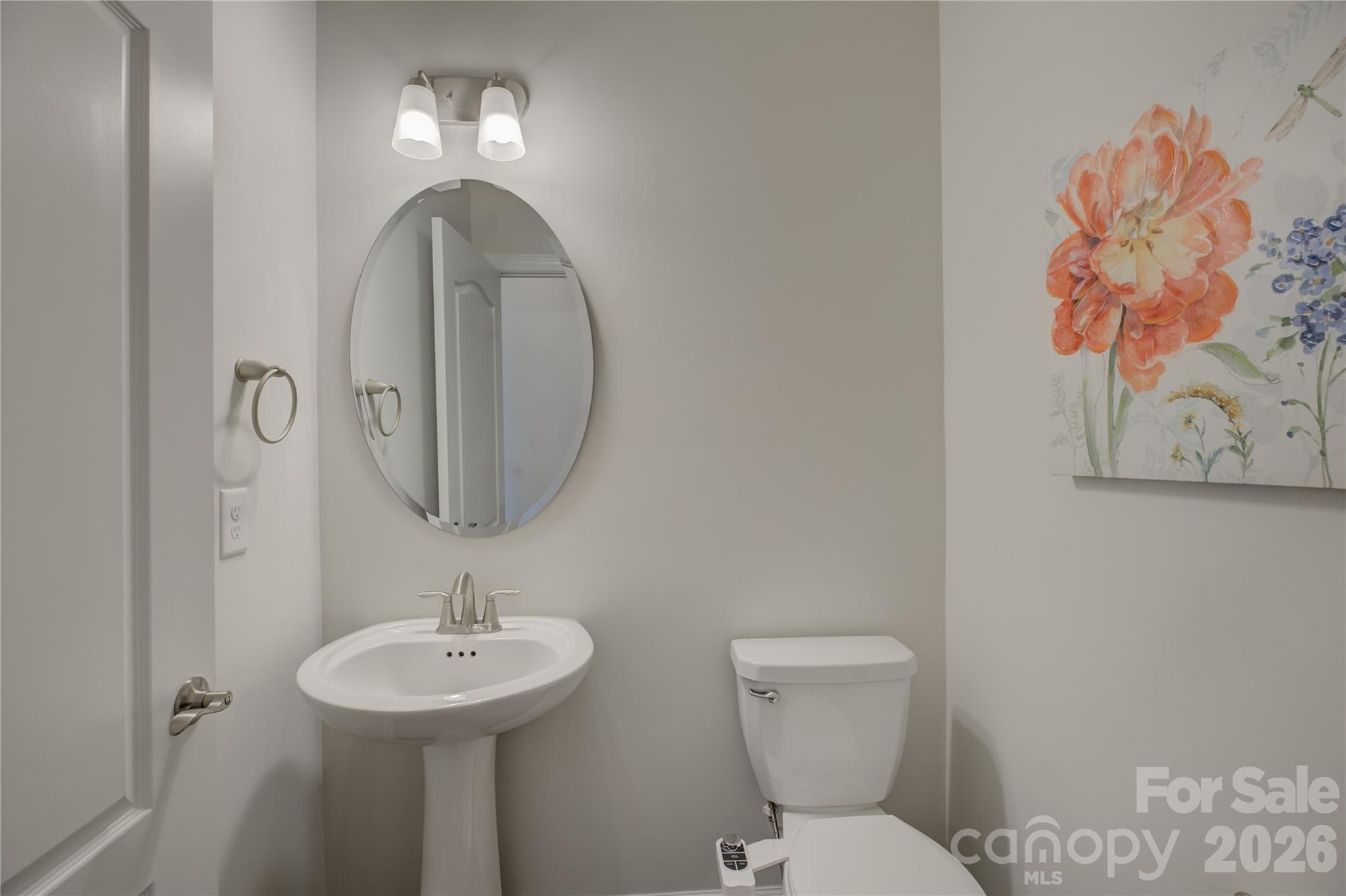 16541 Cozy Cove Road Charlotte, NC 28278 - Photo 27 of 47 a bathroom with a toilet a sink and mirror