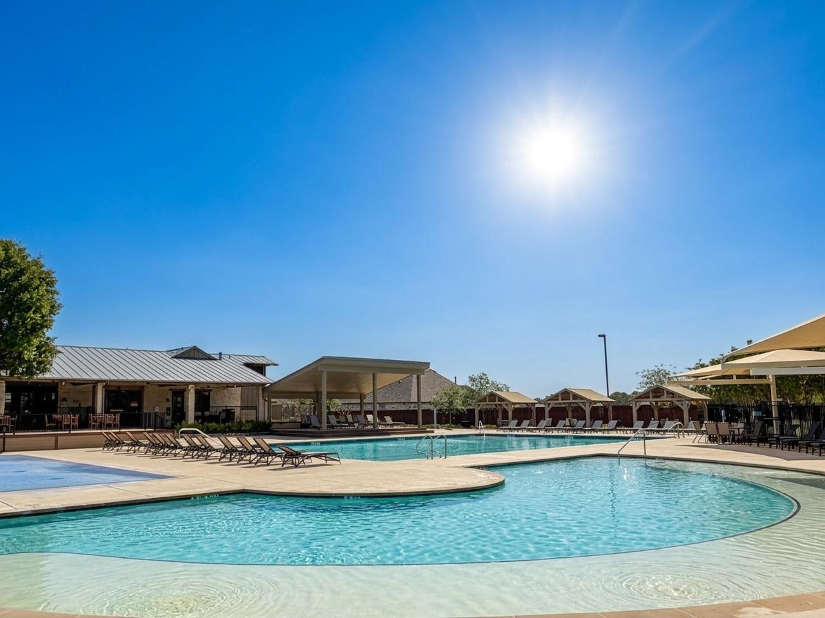 4105 Haight Street Round Rock, TX 78681 - Photo 38 of 40 a view of a swimming pool with lawn chairs under an umbrella