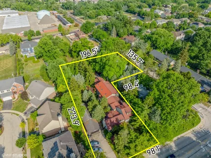 an aerial view of a house