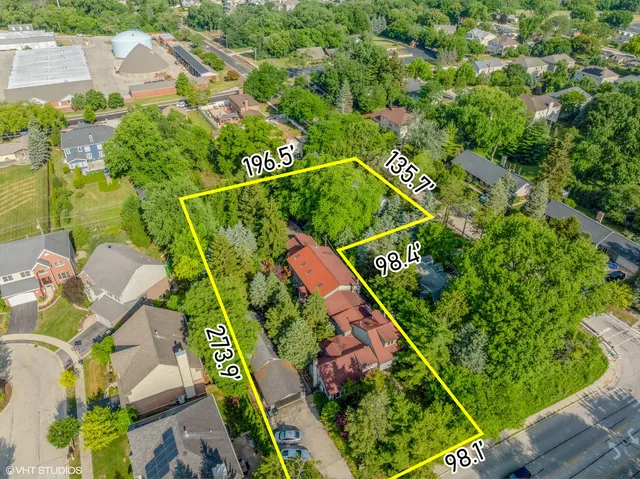 an aerial view of a house